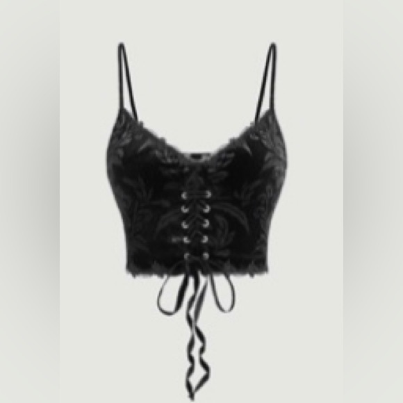 Black corset tie tank top - Picture 2 of 2